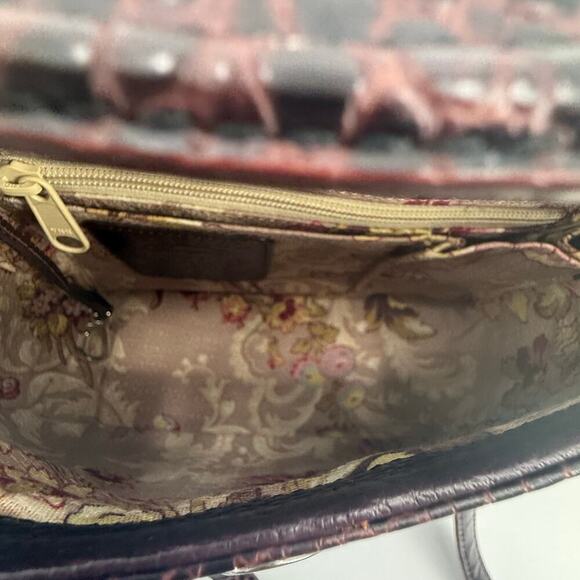 Brighton VTG Y2K Purple Cognac Crocodile Embossed Crossbody Bag Genuine Leather - Picture 5 of 15